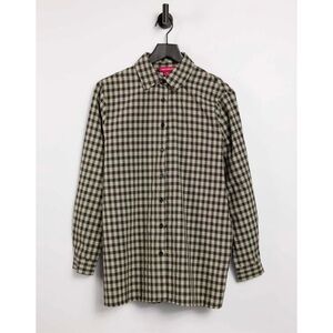 Urban Threads Women’s Check Button Down Shirt (Size: 10)